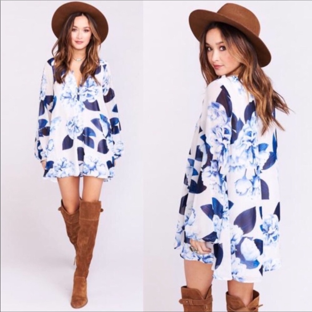 Show Me Your MuMu Jamie tunic dress blouse blue S